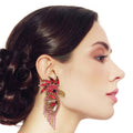 Statement Earrings Pink Rhinestone and Bead Macaw Design Stylish Fashion Jewelry