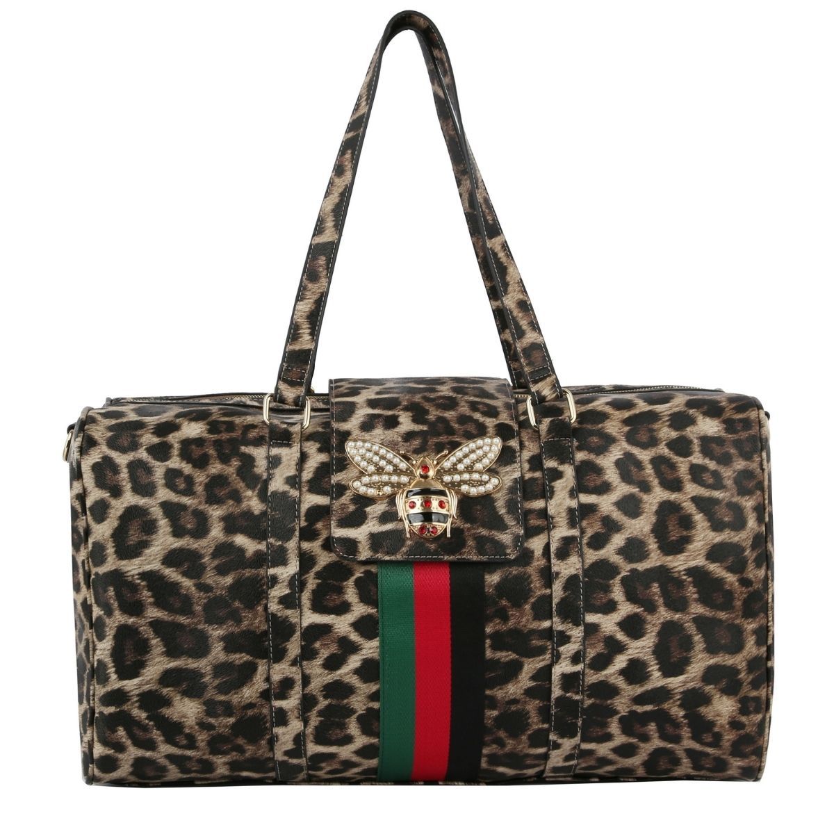Weekender Duffel Bag Leopard Print Stylish Trolley Travel Bag