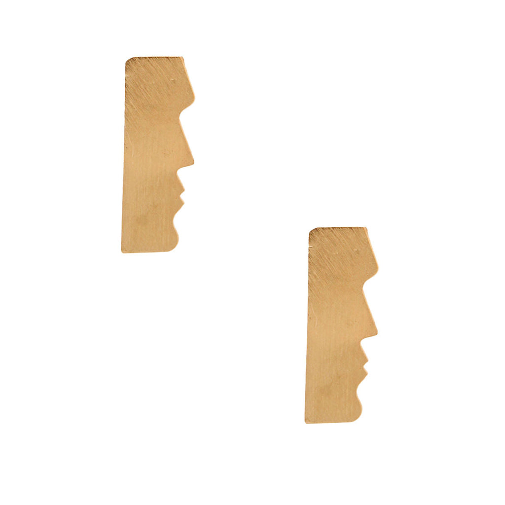 Statement Brass Easter Island Earrings Gold Fashion Jewelry