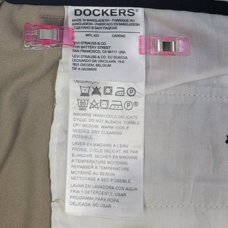 Dockers Mens 38 X 34 Cotton Blend Straight Fit Flat Front Dress Pants w Pockets