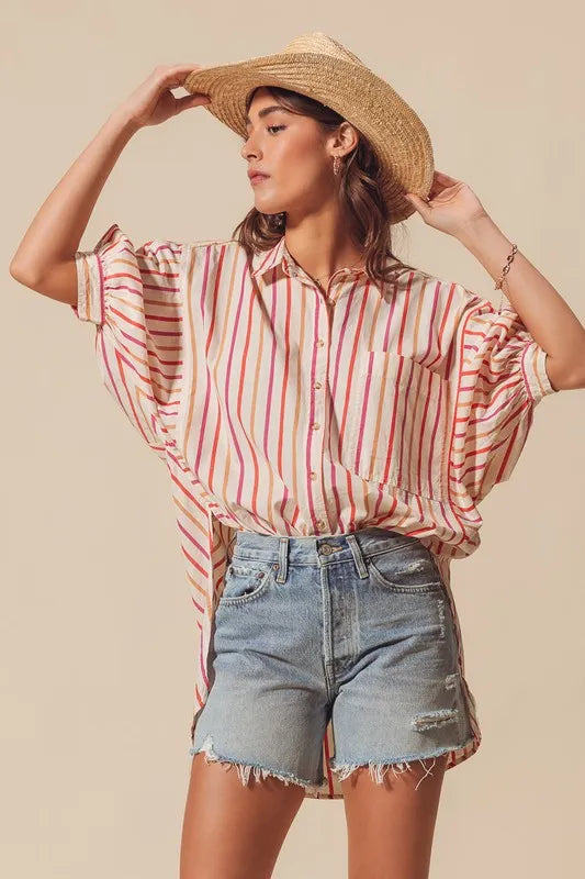 Multicolored Stripe Button Down Shirt