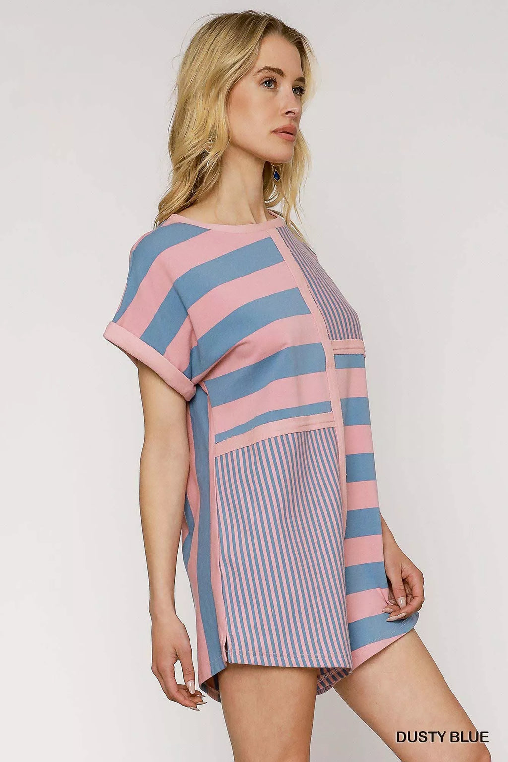 Mixed Striped Short Sleeve Romper
