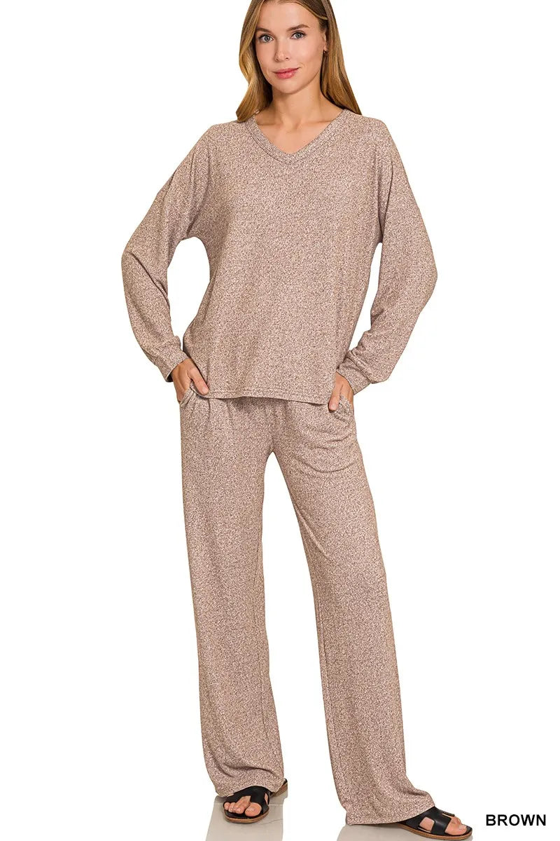 Soft Melange Long Sleeve Tee & Pants Set
