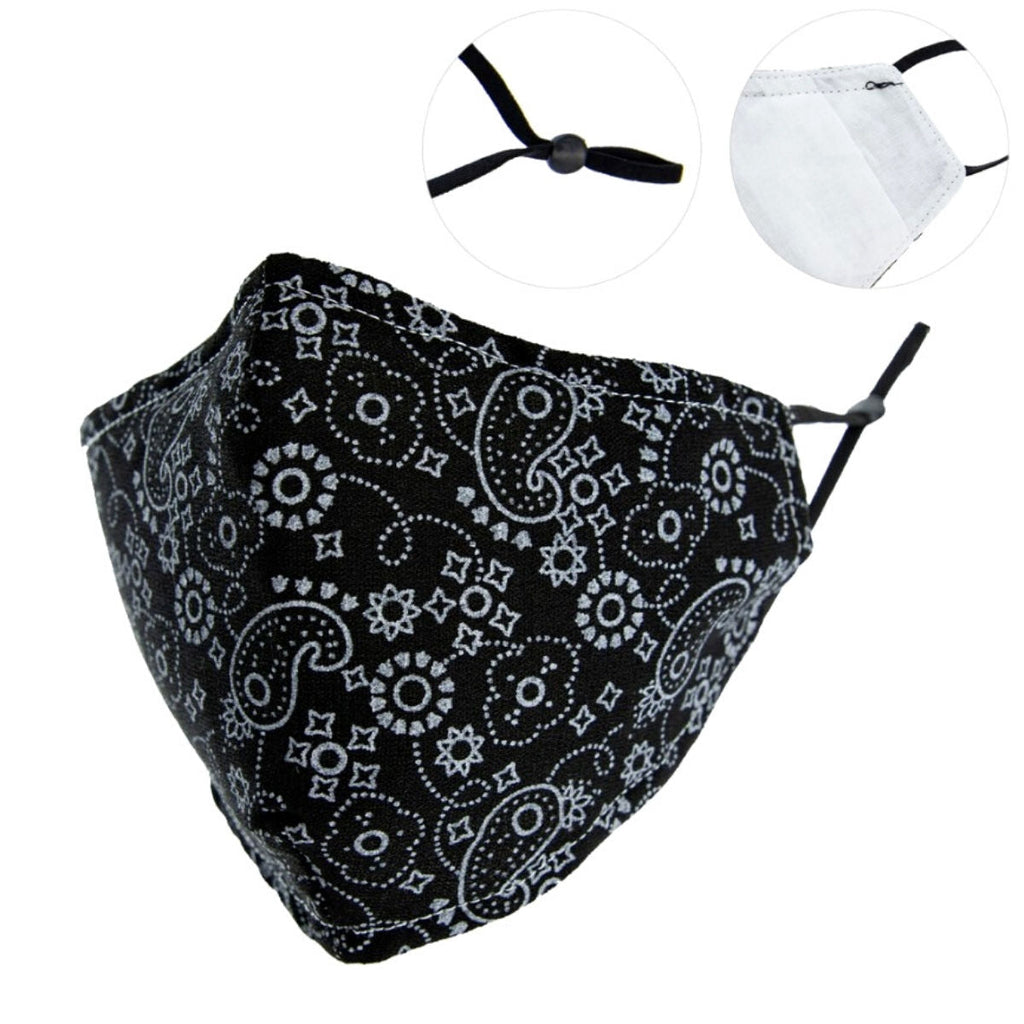Fashion Face Mask Black Bandana Print Stylish Accessory