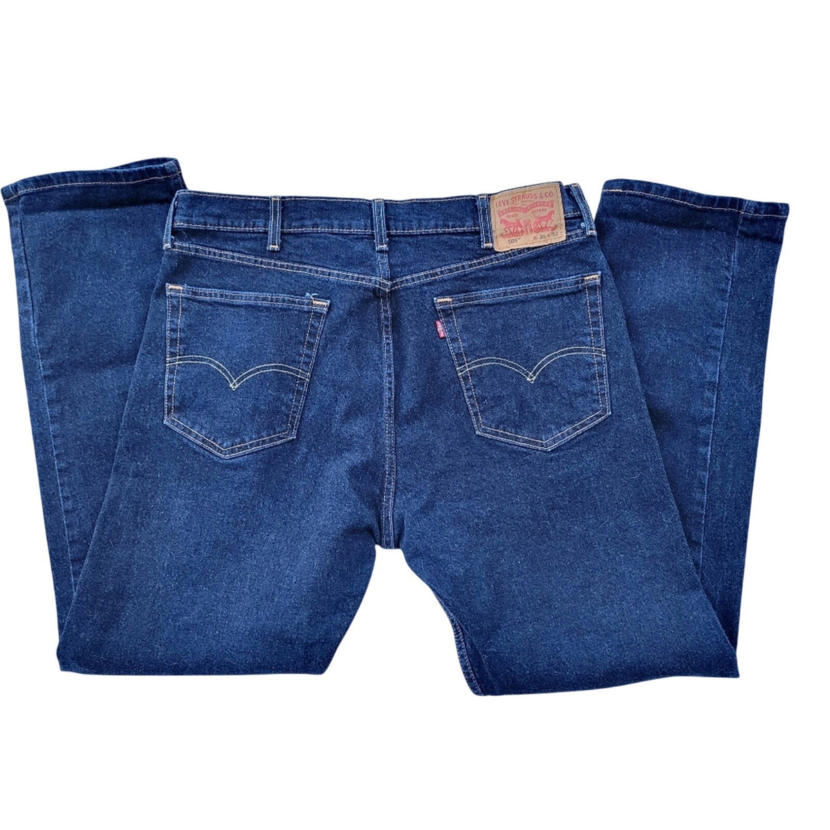 Levi Strauss & Co Levi's 505 Mens 38X32 Dark Wash Cotton Blend Denim Blue Jeans
