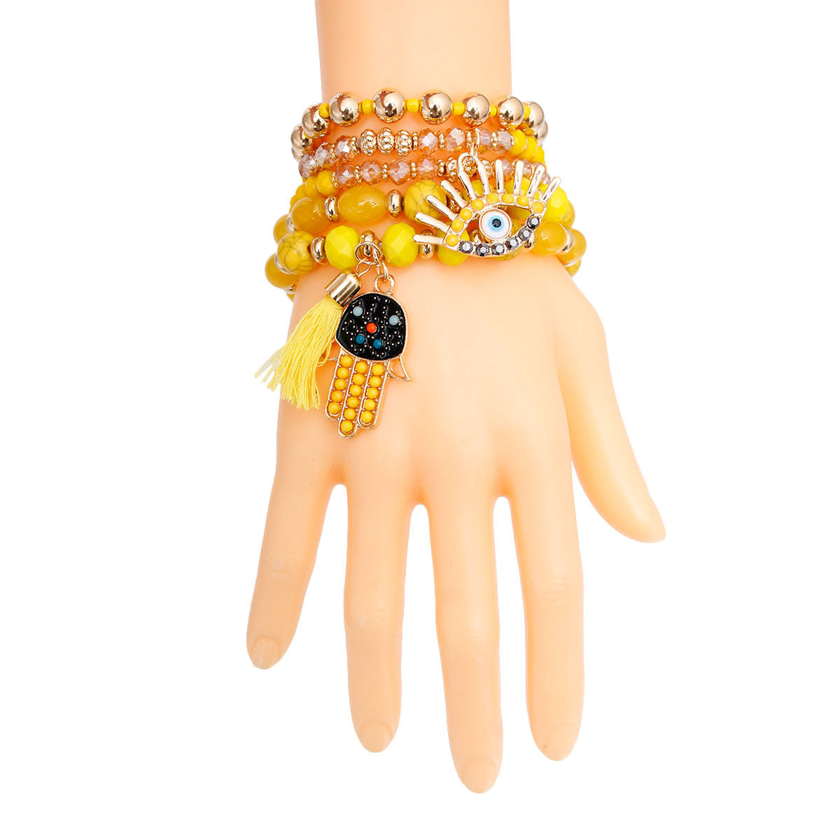 Bracelets 5 Pcs Yellow Evil Eye Trendy Stylish Accessories