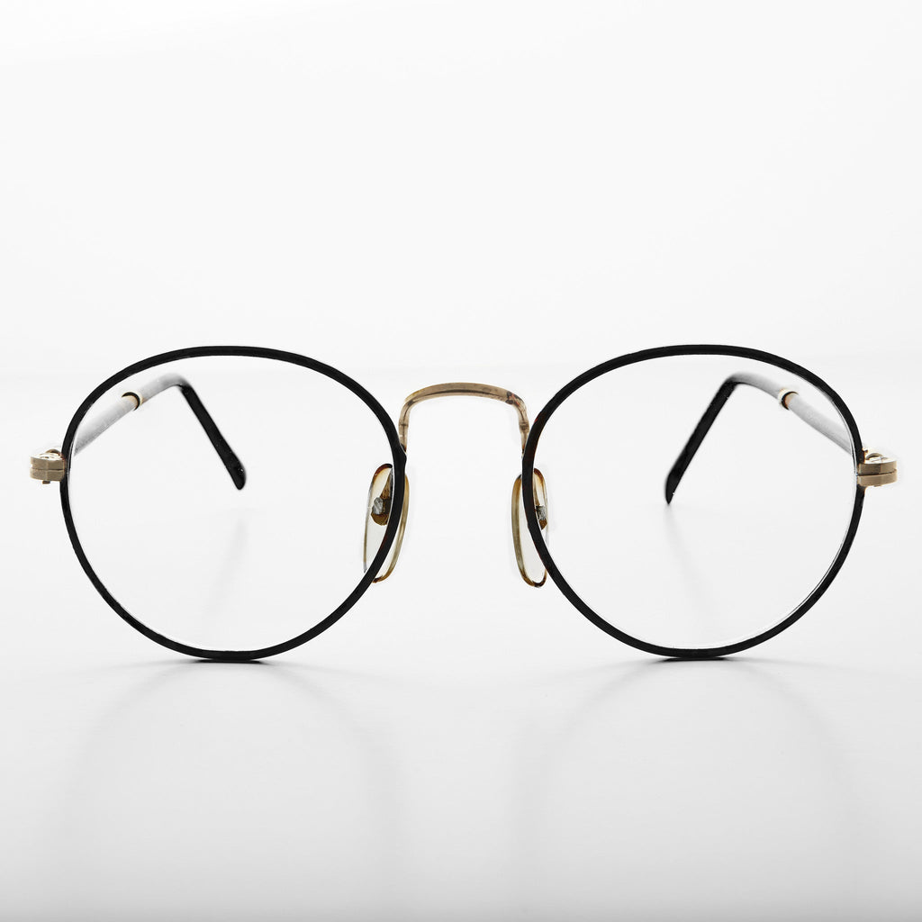 Preppy Round Clear Glass Lens Vintage Glasses - Alex