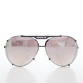 Rimless Aviator Vintage Sunglass with Mirror Lens - Flashy