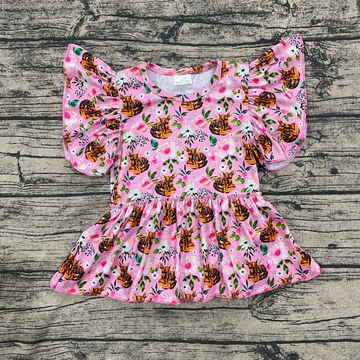 Pink fawn skirted romper