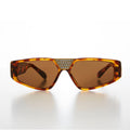 Flat Top Vintage Sunglass with Rhinestone Bridge - Wiz