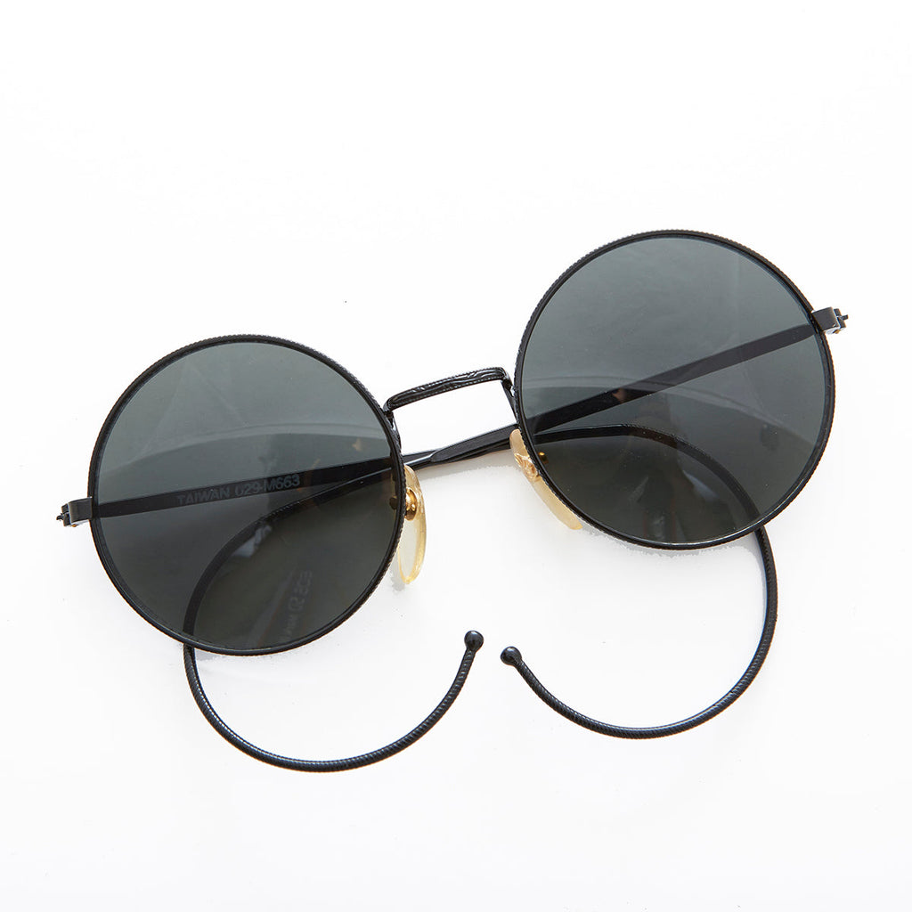 Round Vintage Sunglass with Cable Temples - Barton