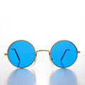 Round Circle Sunglass with Blue Tinted Lens - Benji