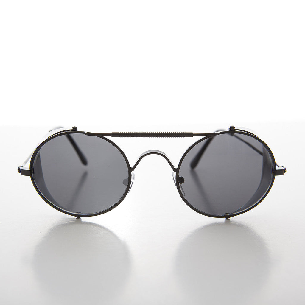 Black Steampunk Sunglass with Folding Side Shields - Bram 4