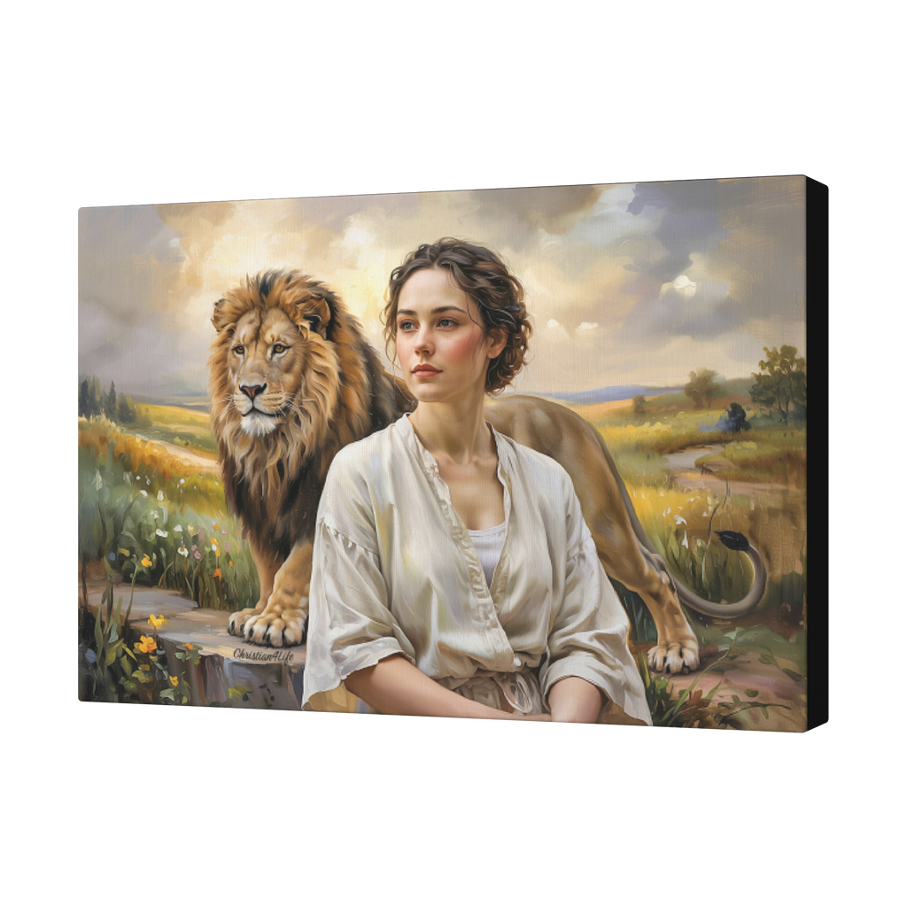 "Behind every Christian woman is the Lion of Judah." - Gallery Wrapped Canvas