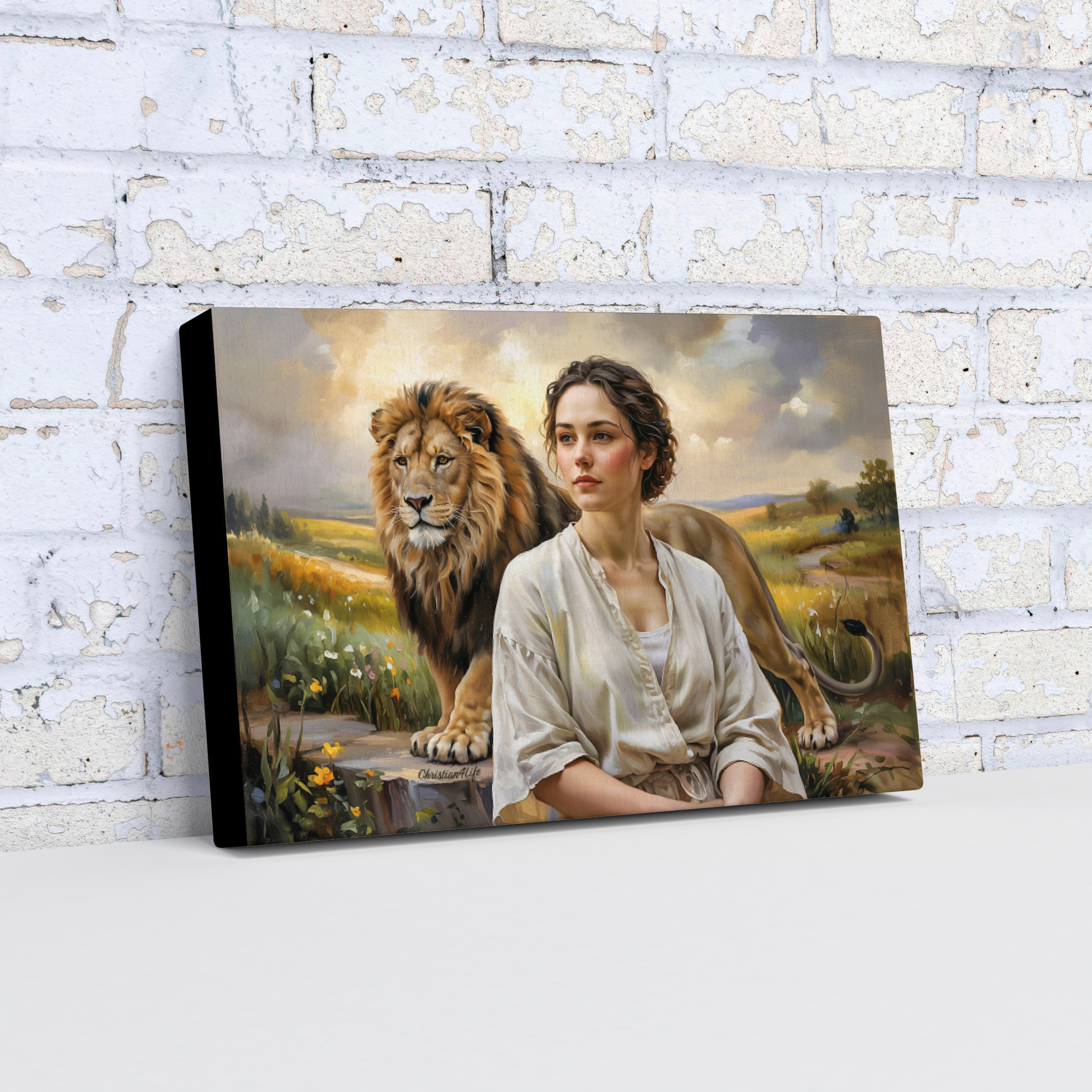 "Behind every Christian woman is the Lion of Judah." - Gallery Wrapped Canvas