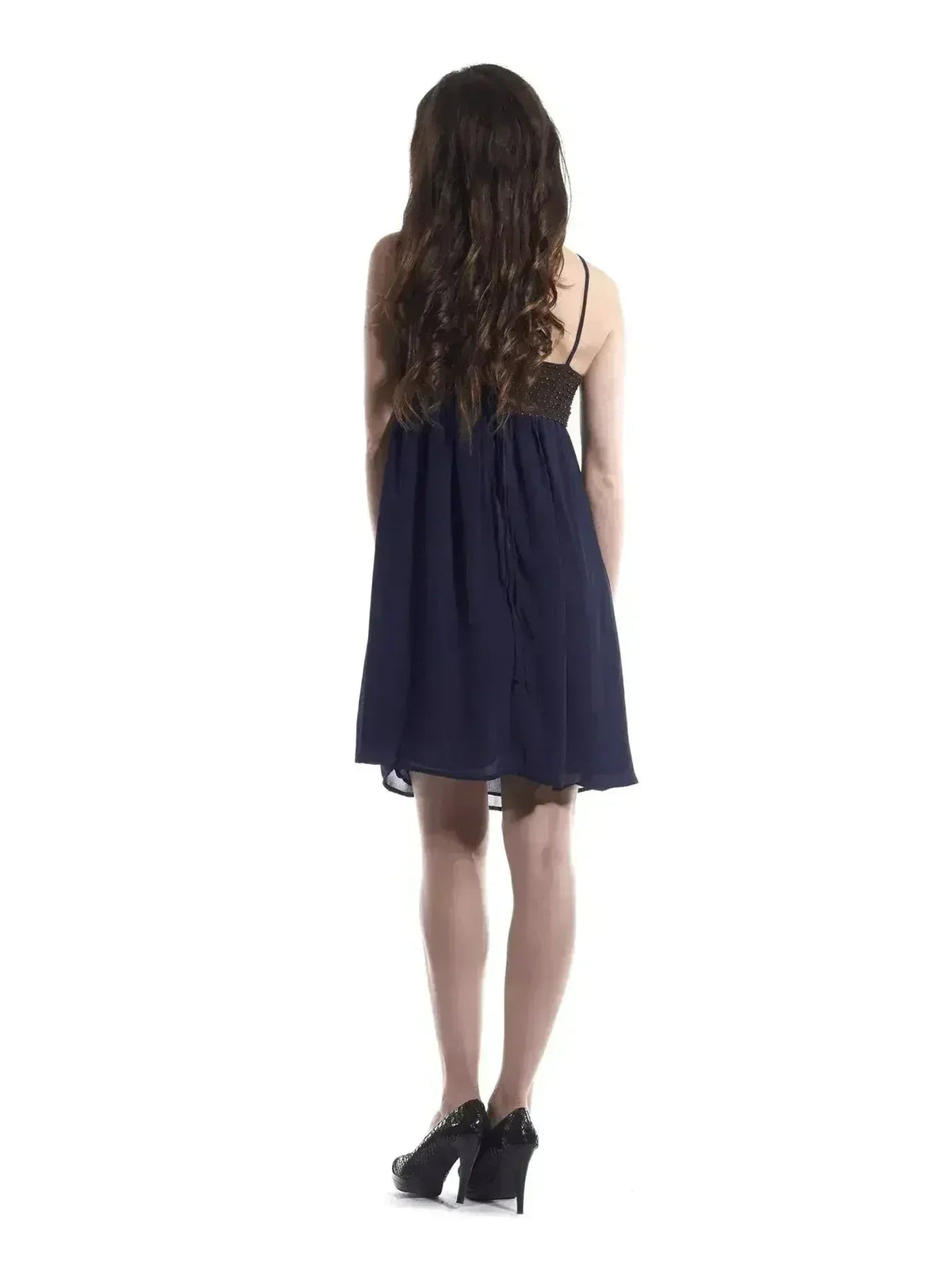 Blue Flowy Dress with Gold Embellishments