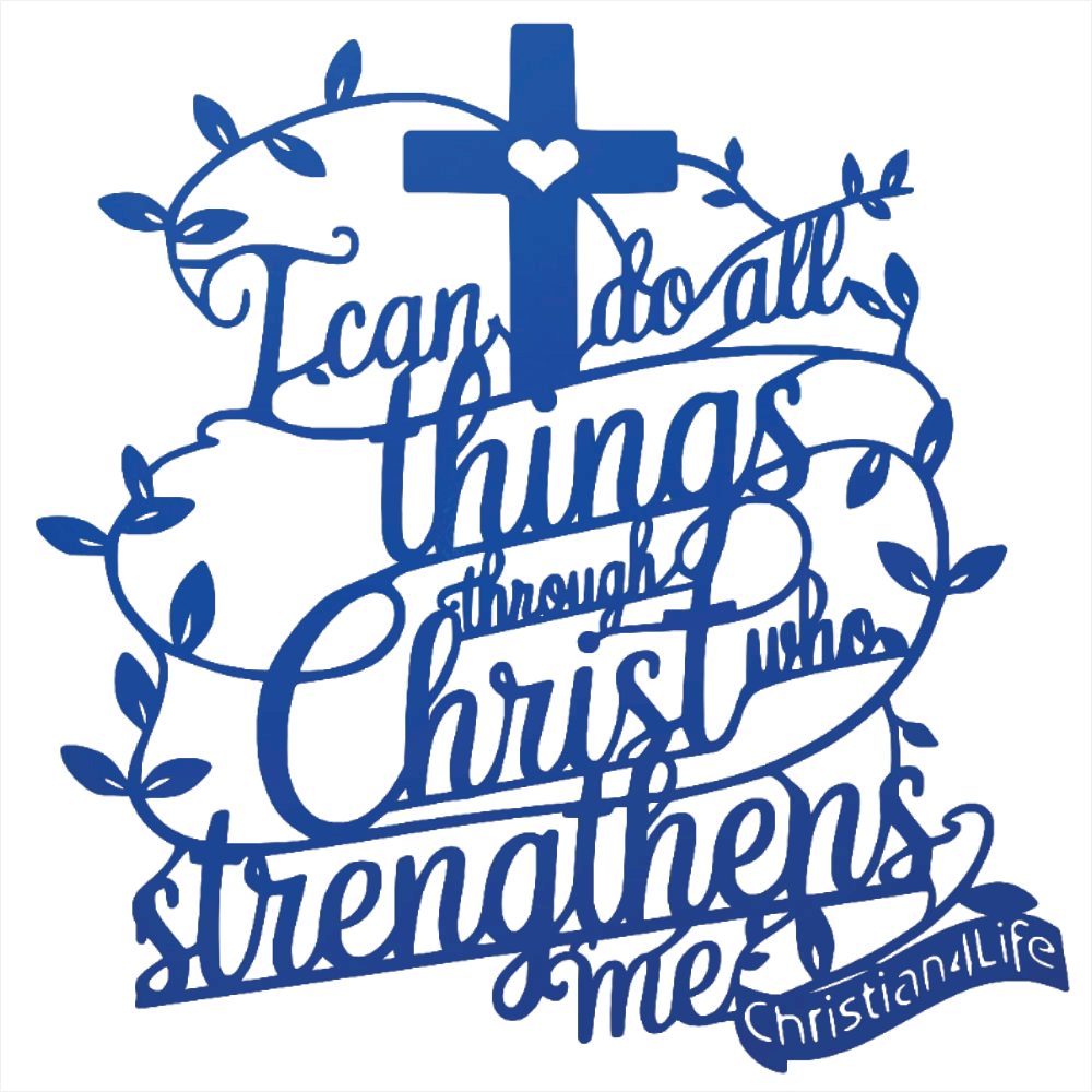 "I can do all things through Christ who strengthens me" Christian die-cut metal sign (with Heart)