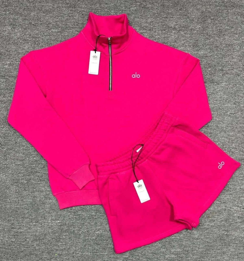 Quarter Zip Pullover & Shorts Premium Lounge Set