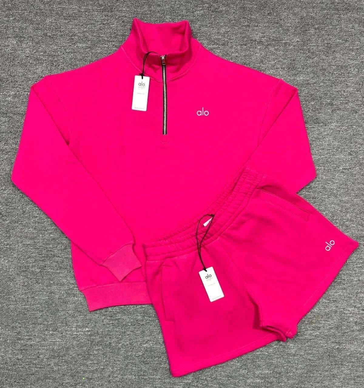 Quarter Zip Pullover & Shorts Premium Lounge Set