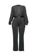 Zipper Closure Hoodie Jacket & Pants Set