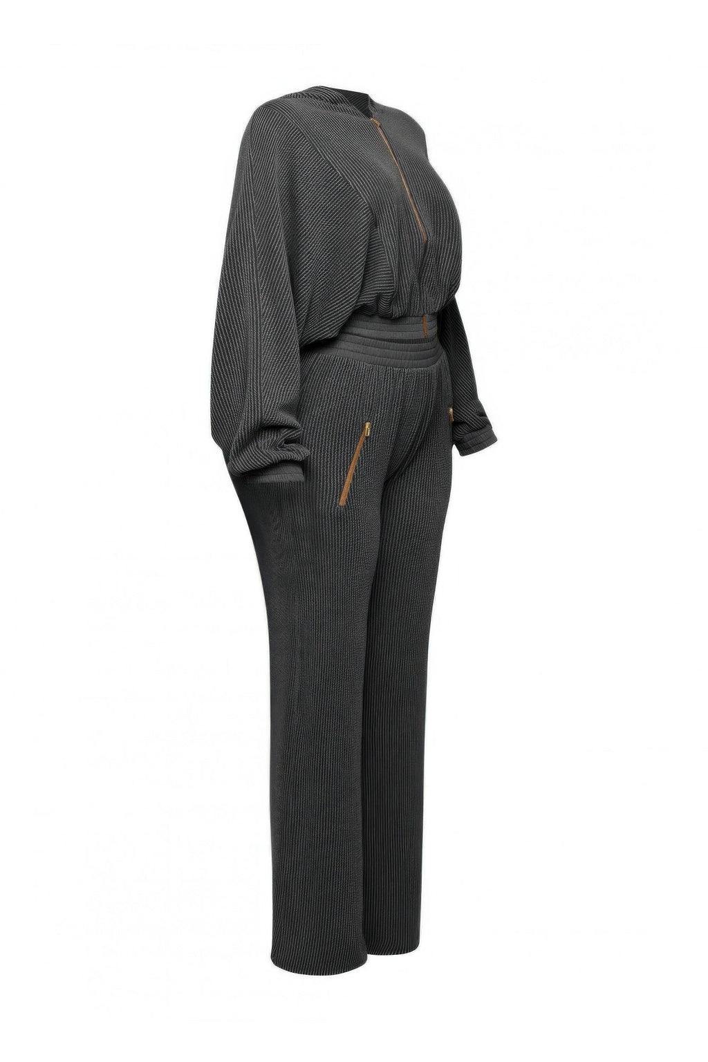 Zipper Closure Hoodie Jacket & Pants Set