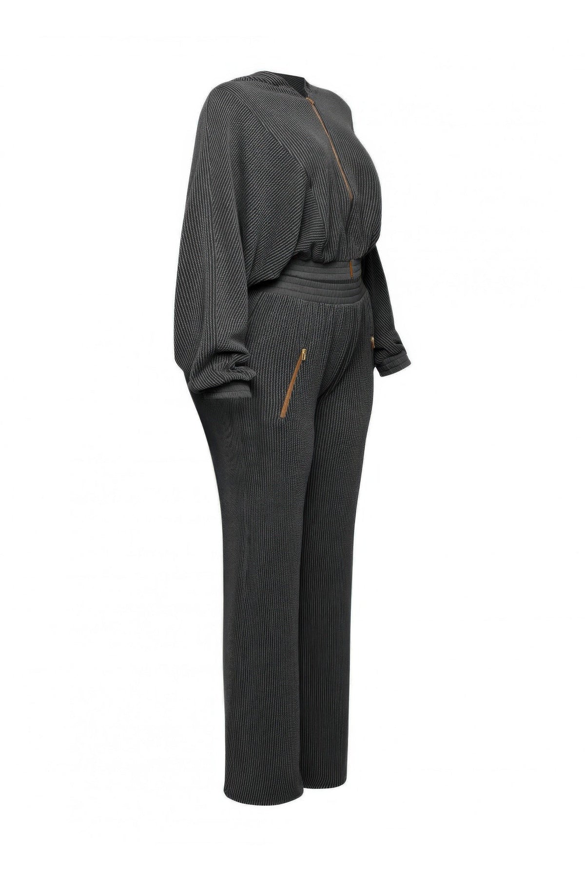 Zipper Closure Hoodie Jacket & Pants Set