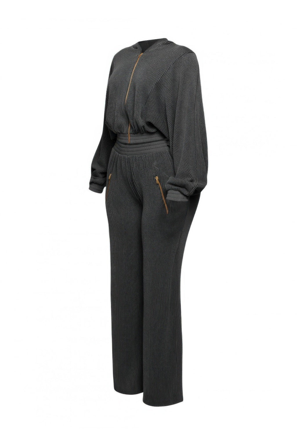 Zipper Closure Hoodie Jacket & Pants Set