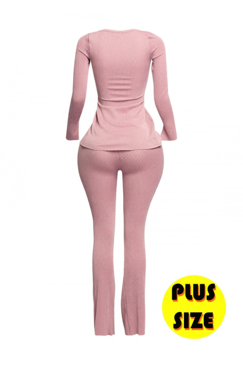 Ribbed Pant Set With Slit Detail