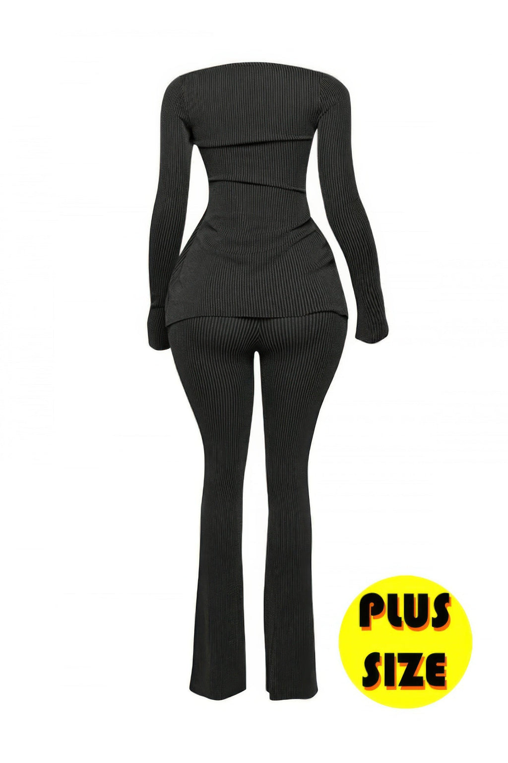 Ribbed Pant Set With Slit Detail