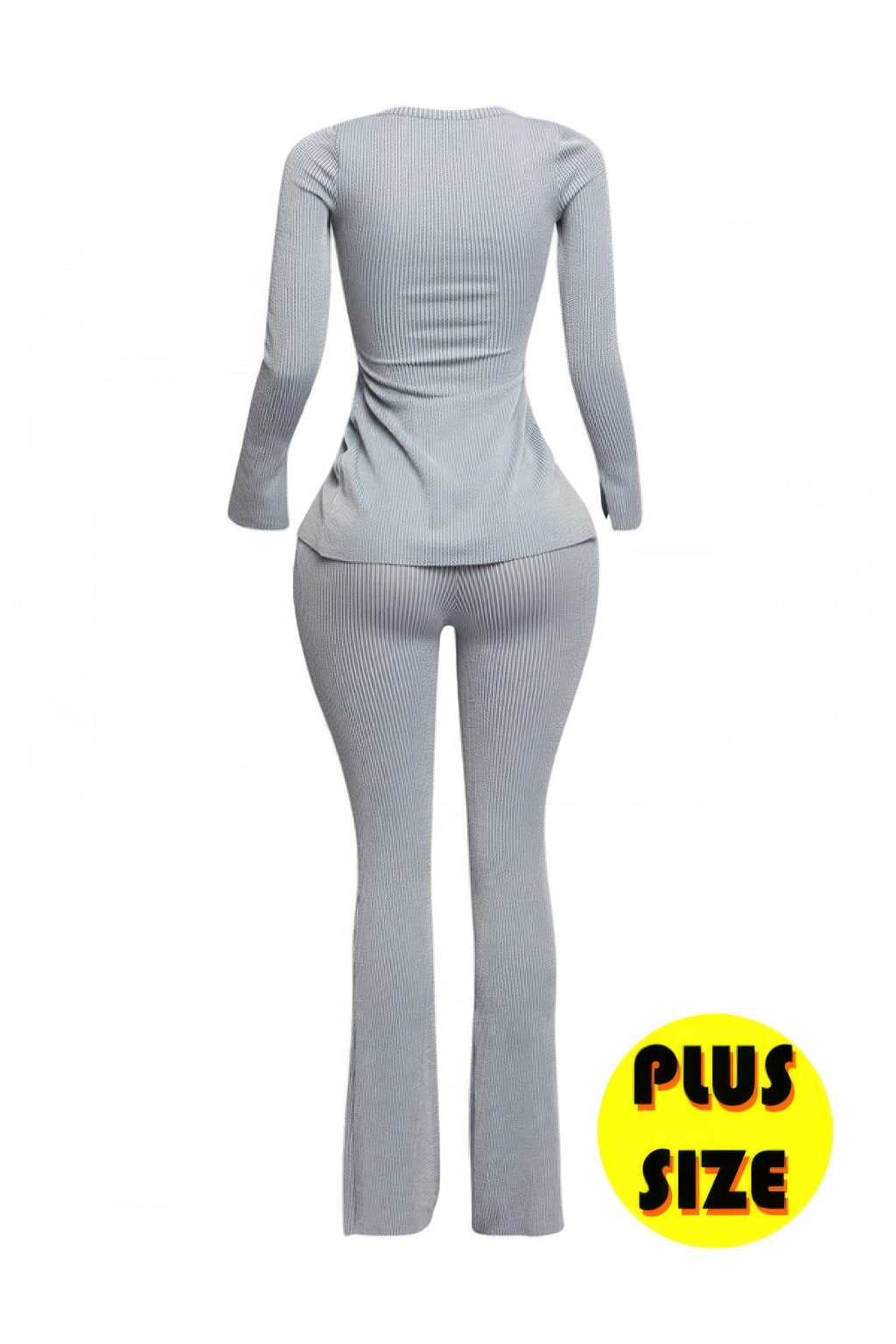 Ribbed Pant Set With Slit Detail