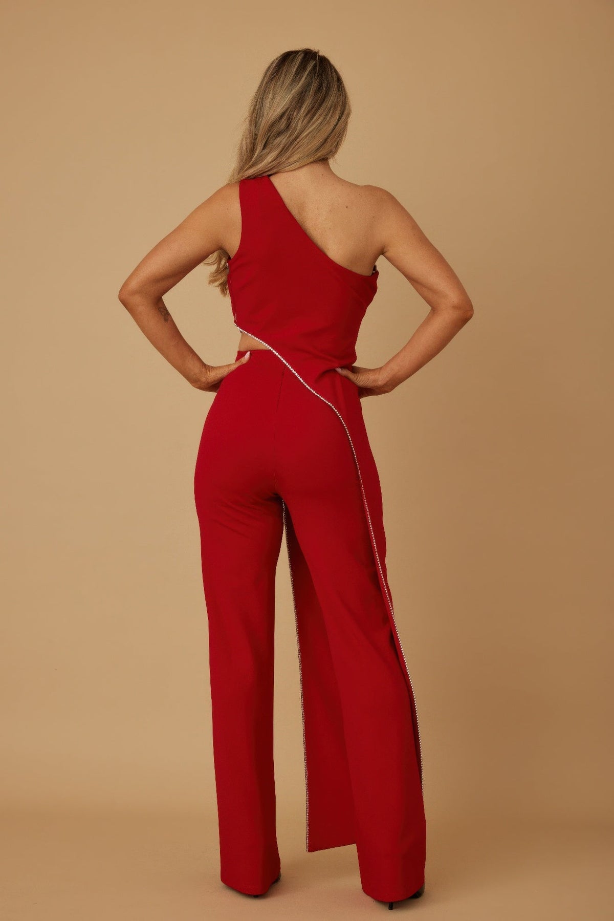 One Shoulder Rhinestone Set