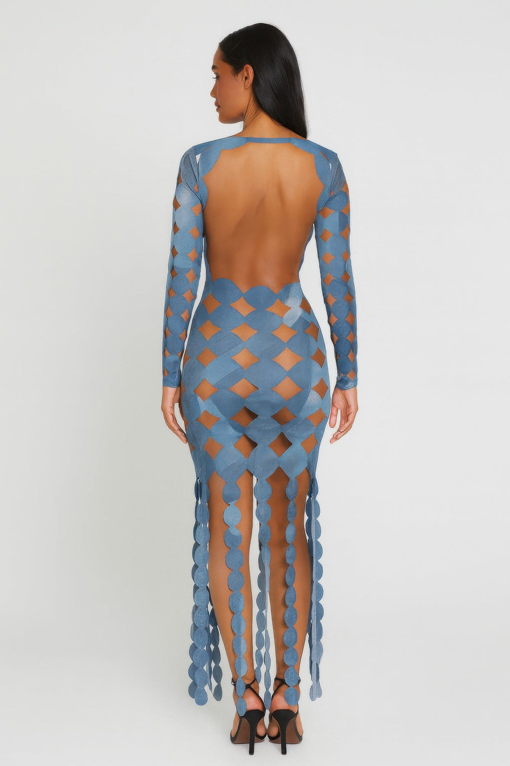 Denim Cut Out Maxi Dress