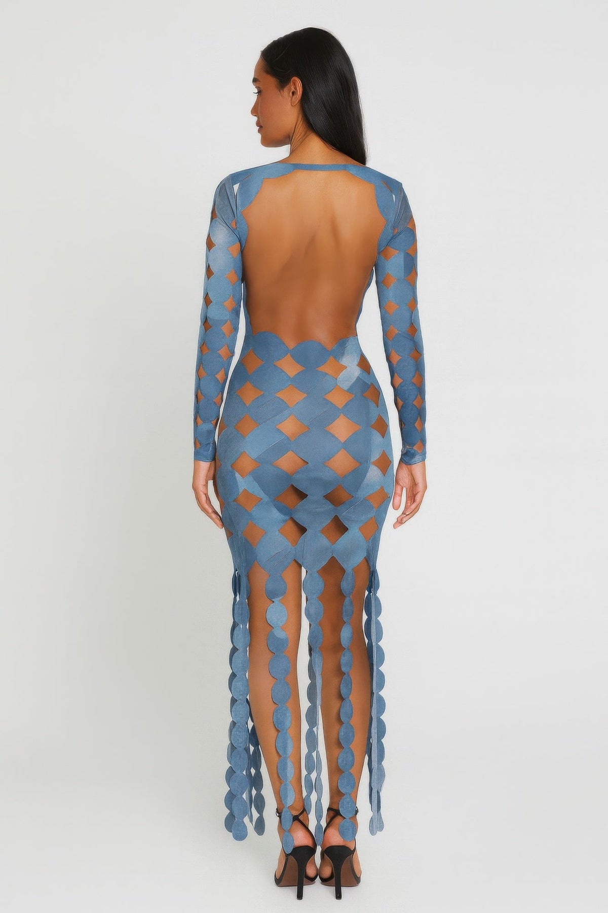 Denim Cut Out Maxi Dress
