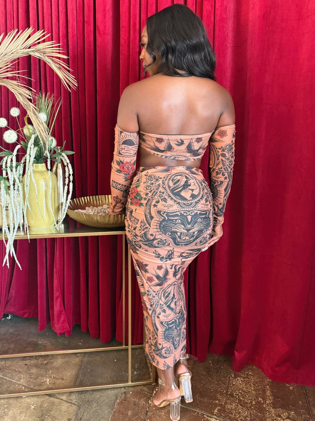 Damask Inked Skirt Set