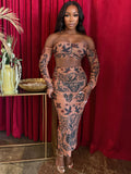 Damask Inked Skirt Set