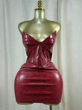 Bordeaux Croc Corset Mini Dress