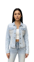 Distressed Jean Jacket With Rhinestones