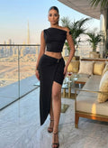 One Shoulder Crop Top & Maxi Skirt Set
