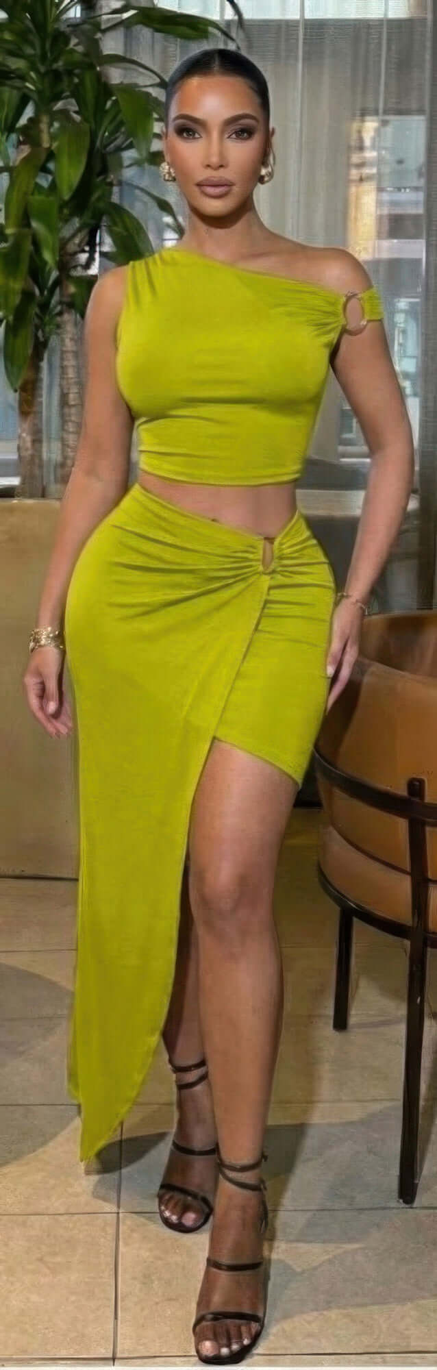 One Shoulder Crop Top & Maxi Skirt Set