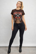 Rock N Roll World Tour Distressed Laser Cut Graphic Tee