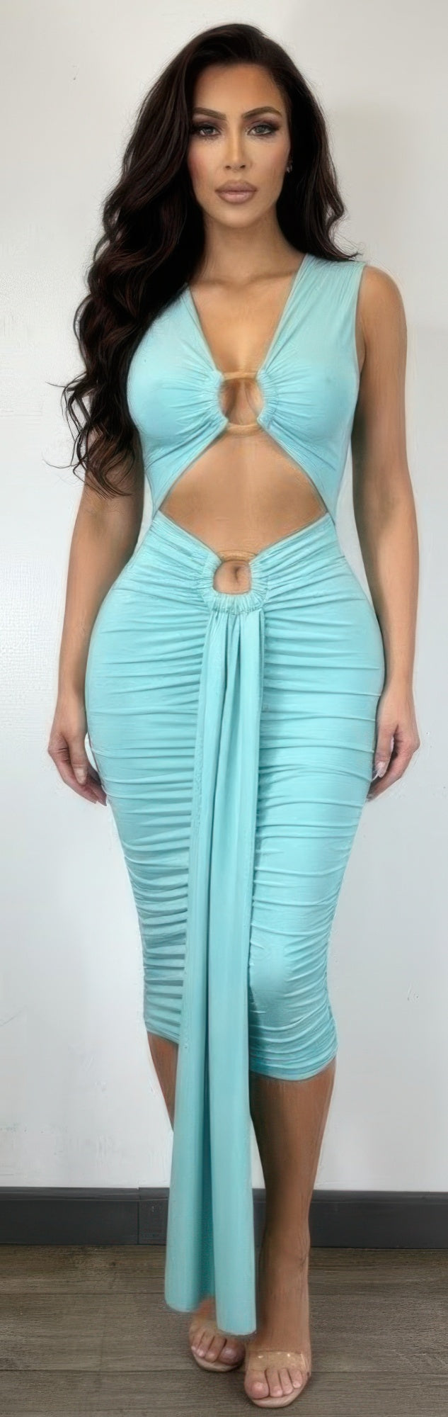 Cutout Halter Bodycon Midi Dress