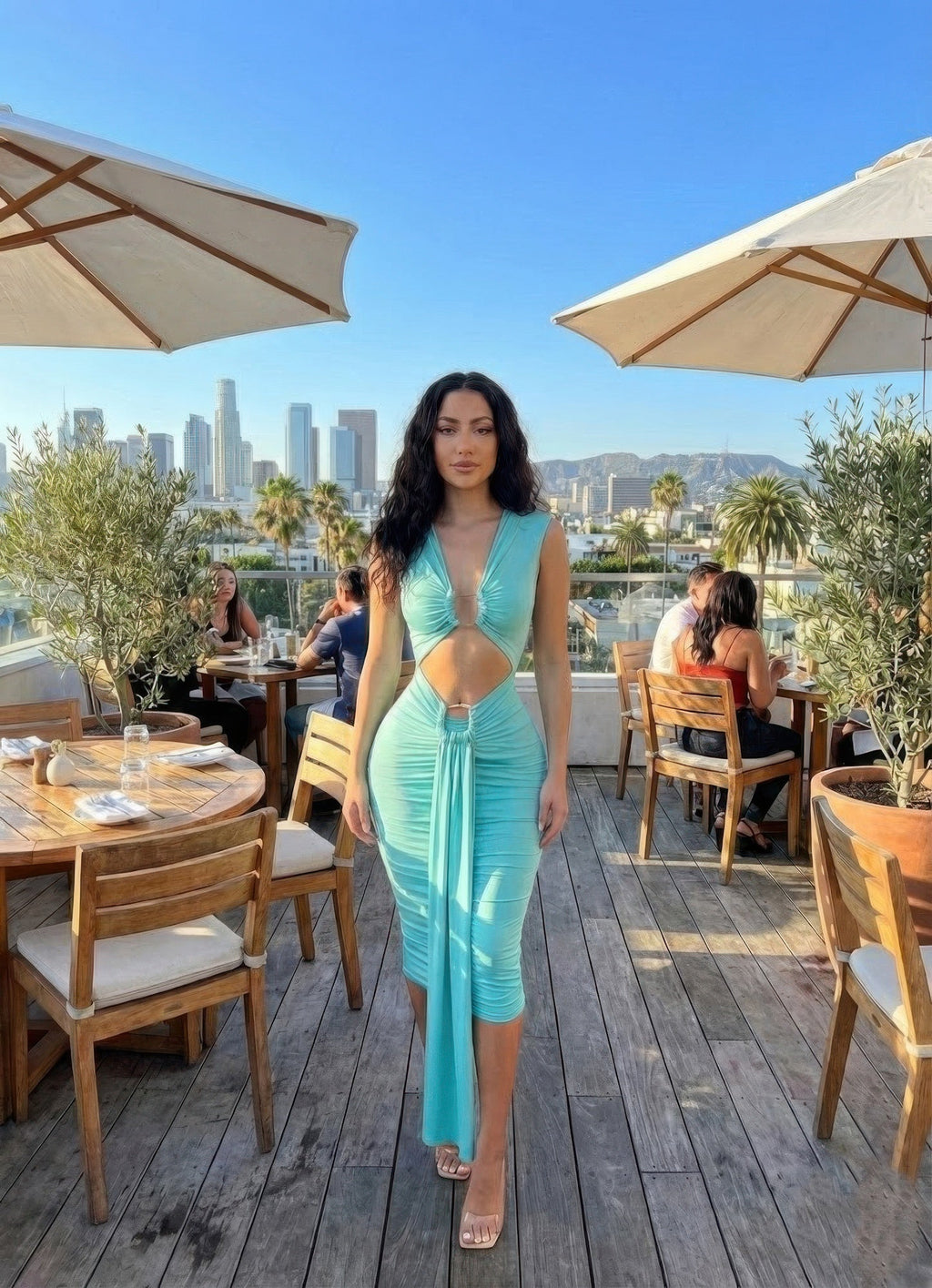 Cutout Halter Bodycon Midi Dress