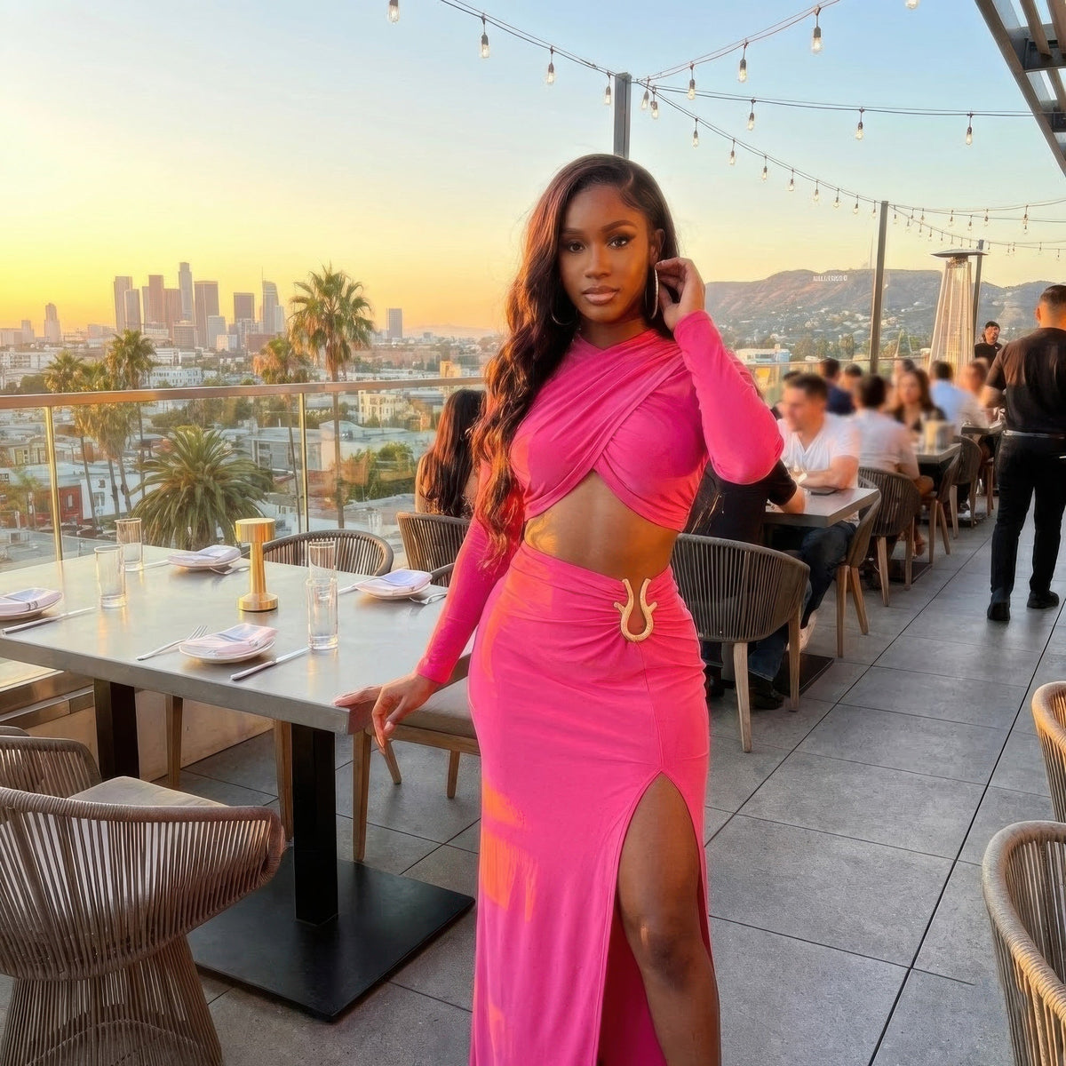High Slit Maxi Skirt Set