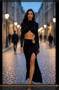 High Slit Maxi Skirt Set