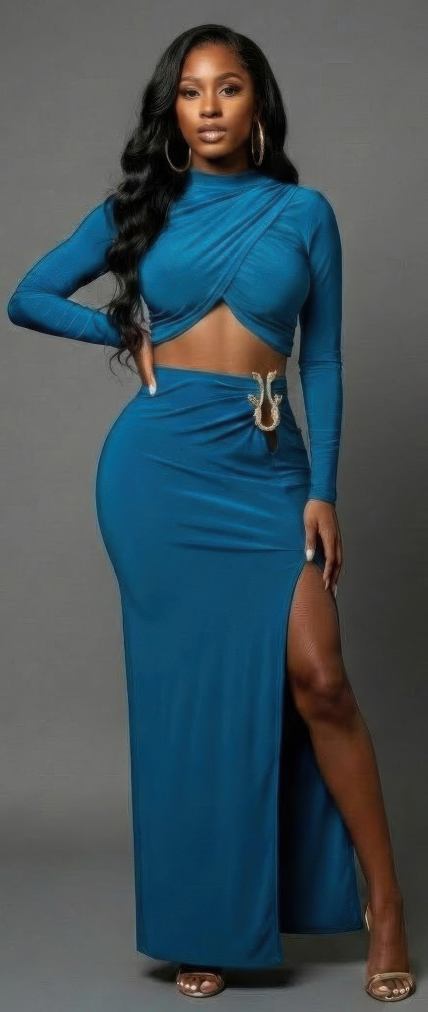 High Slit Maxi Skirt Set