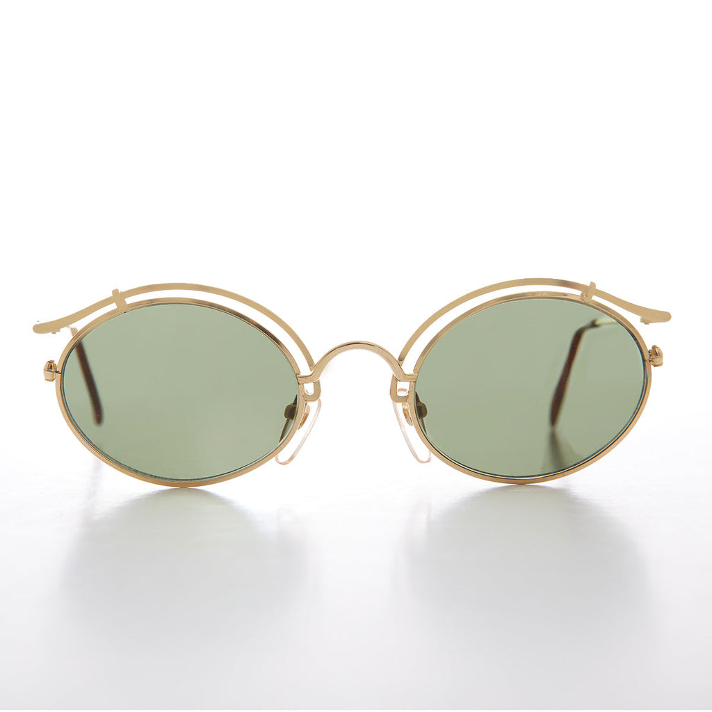 Gold Oval Eyelid Vintage Sunglasses  - Cohen