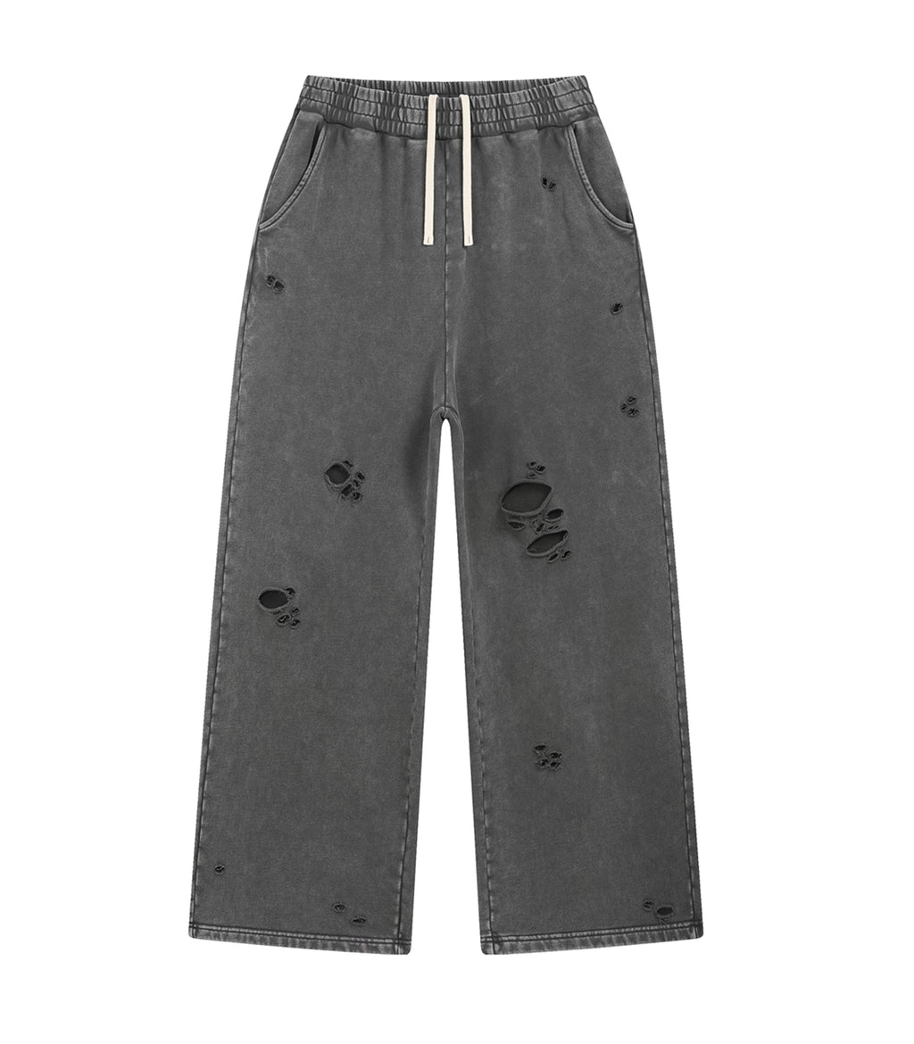 CHARCOAL DESTROYED SWEATPANTS