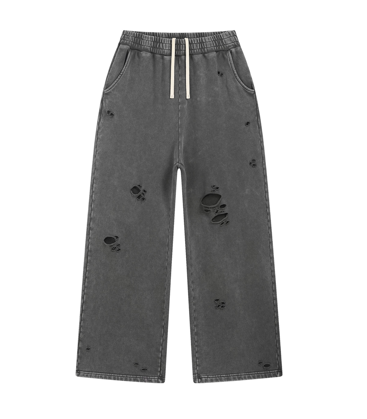 CHARCOAL DESTROYED SWEATPANTS