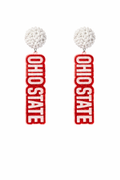 Ohio State Pom Pom Drop Earrings