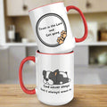 "God never sleeps but I always want to" 15oz Sleeping Puppy Christian Mug - inside color schemes